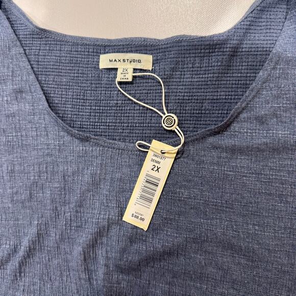 Max Studio Women's Plus Size 2X Flutter Sleeve Crinkle Jersey Knit Top Casual - Picture 6 of 10